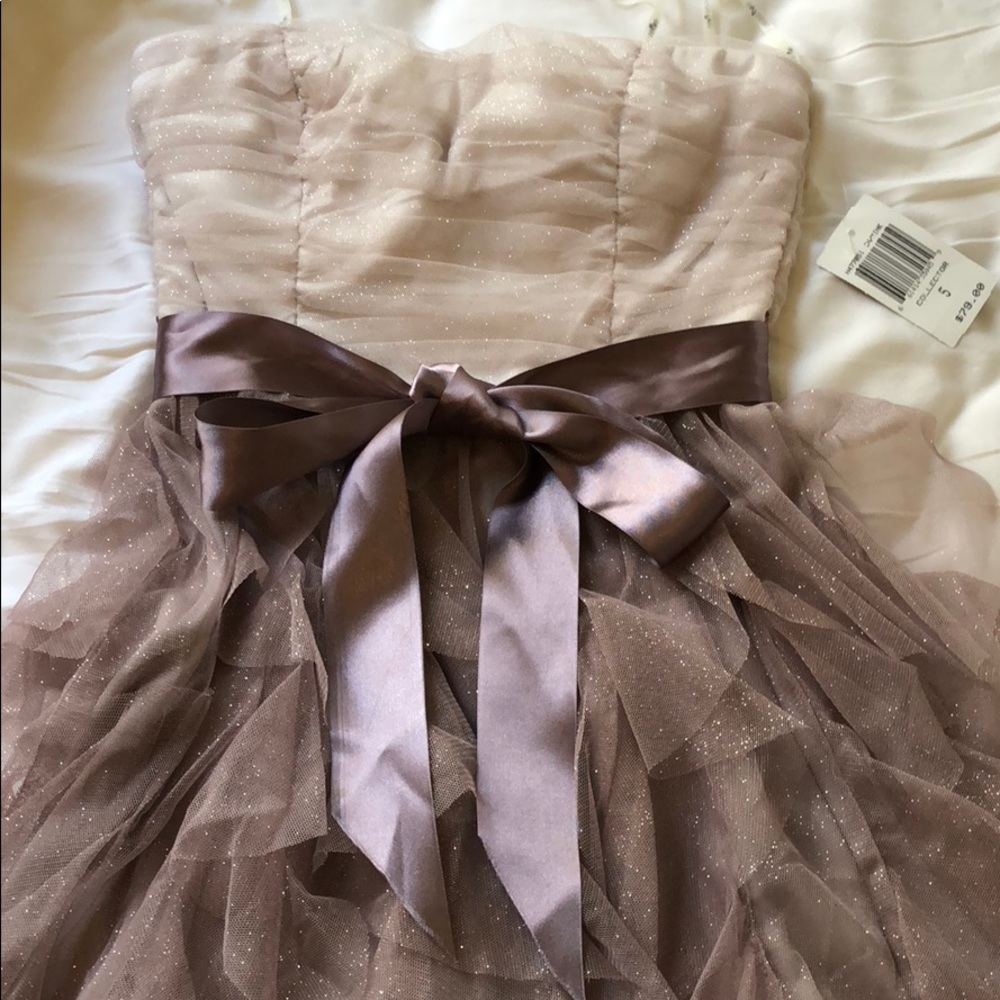 Strapless Sparkly Dress in Neutral Colors